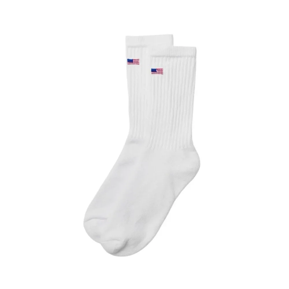 American Trench White Flag Crew Socks 2-Pack, Patriotic, Made in USA